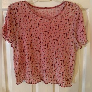 American Eagle Pink Floral Crop Top, XL